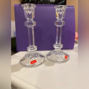 Lead crystal Candlestick Pair -8” NWT